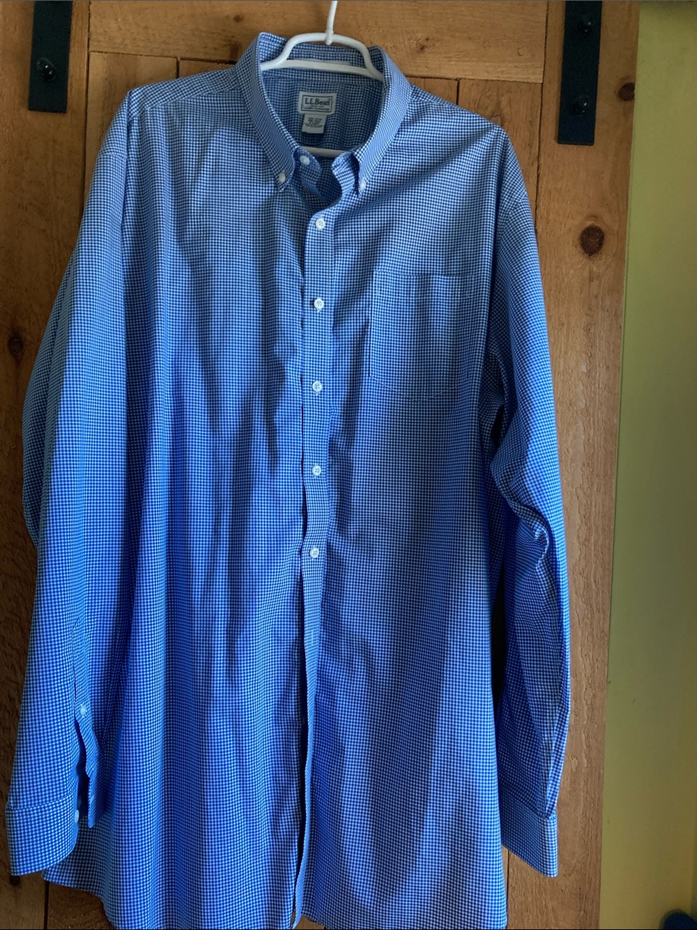 L.L. Bean Men's Blue Micro-Check Button-Down Shirt XXL Tall